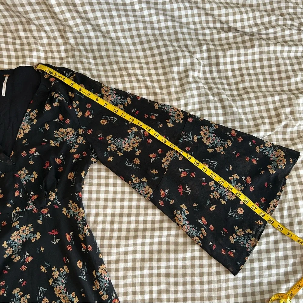 Free People Lilou Floral Bell Sleeve Mini Dress | Size L - Picture 13 of 15